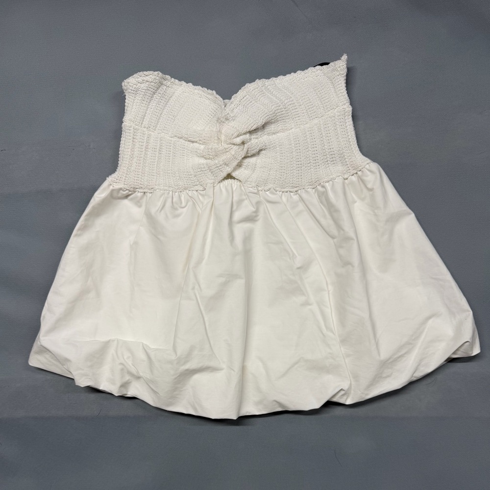 Forever 21 Ivory Textured Strapless Top Sz M